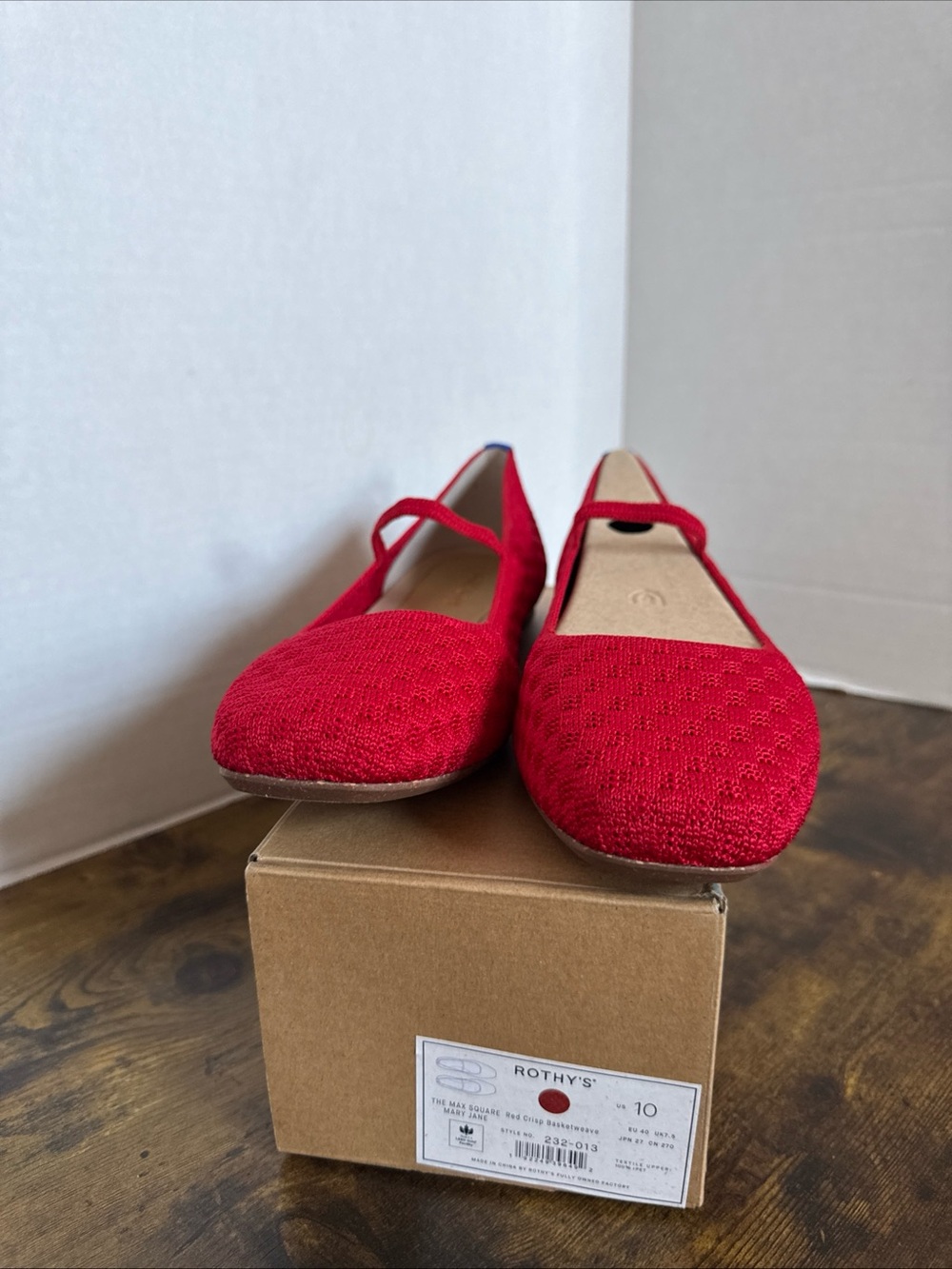 Rothy’s Women’s The Max Square Mary Jane Red Crisp Basketweave Size 10 NEW - Picture 3 of 10